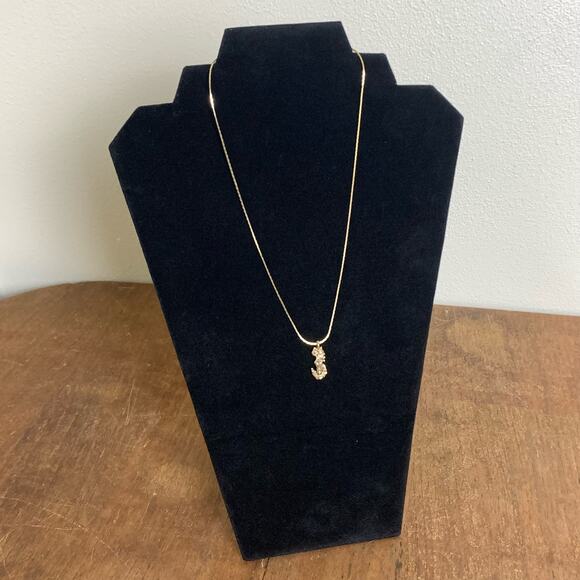Vintage Korea gold‎ tone box chain 18" necklace with gold tone cat charm pendant - Picture 1 of 8